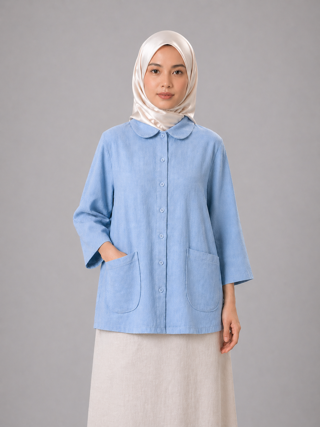 Raffida Misty Linen In Denim Blue