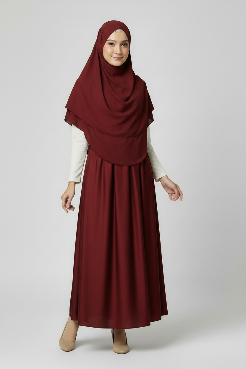 Raffida Zara Satin Flare Skirt In Maroon