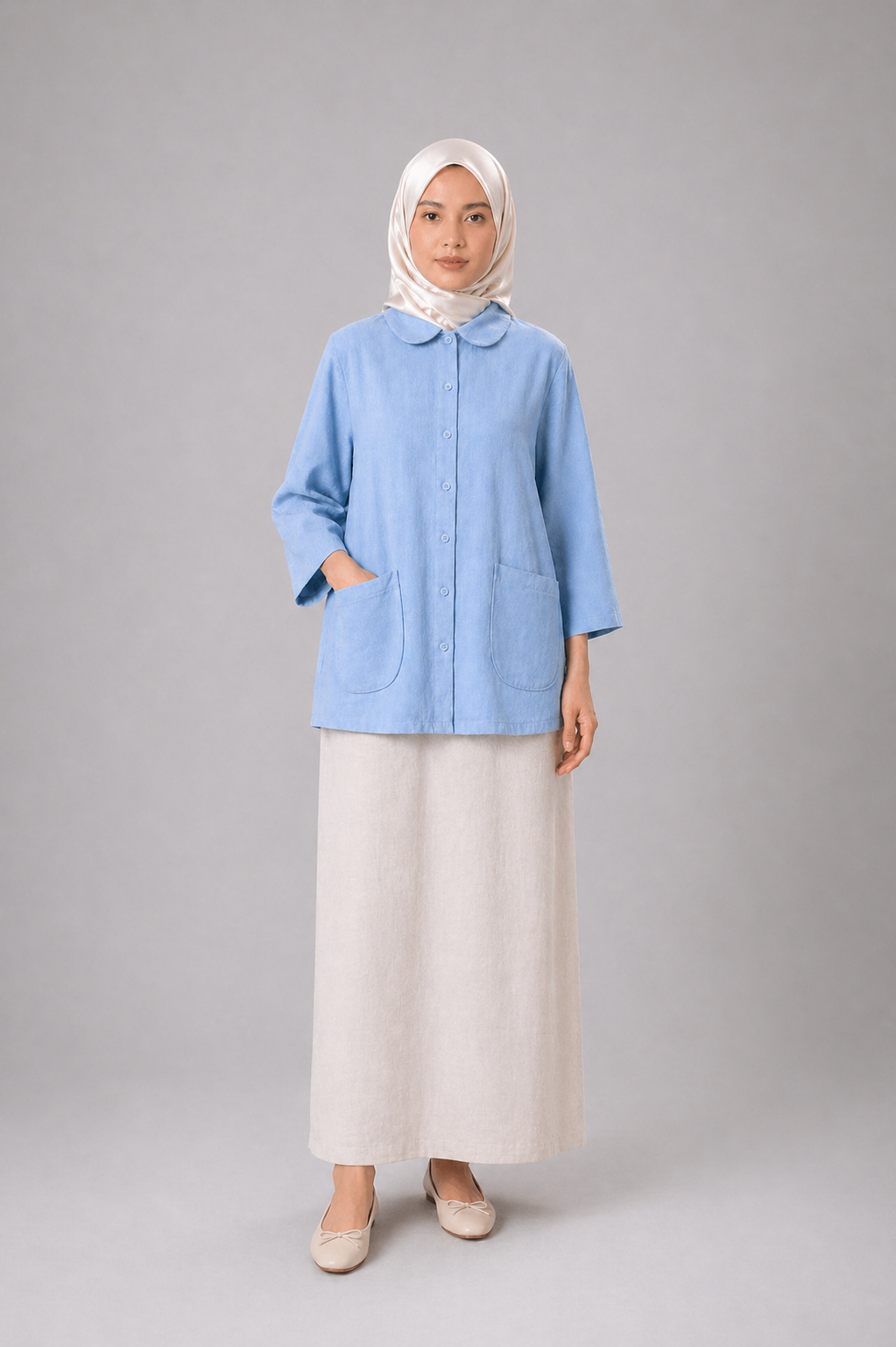 Raffida Misty Linen In Denim Blue