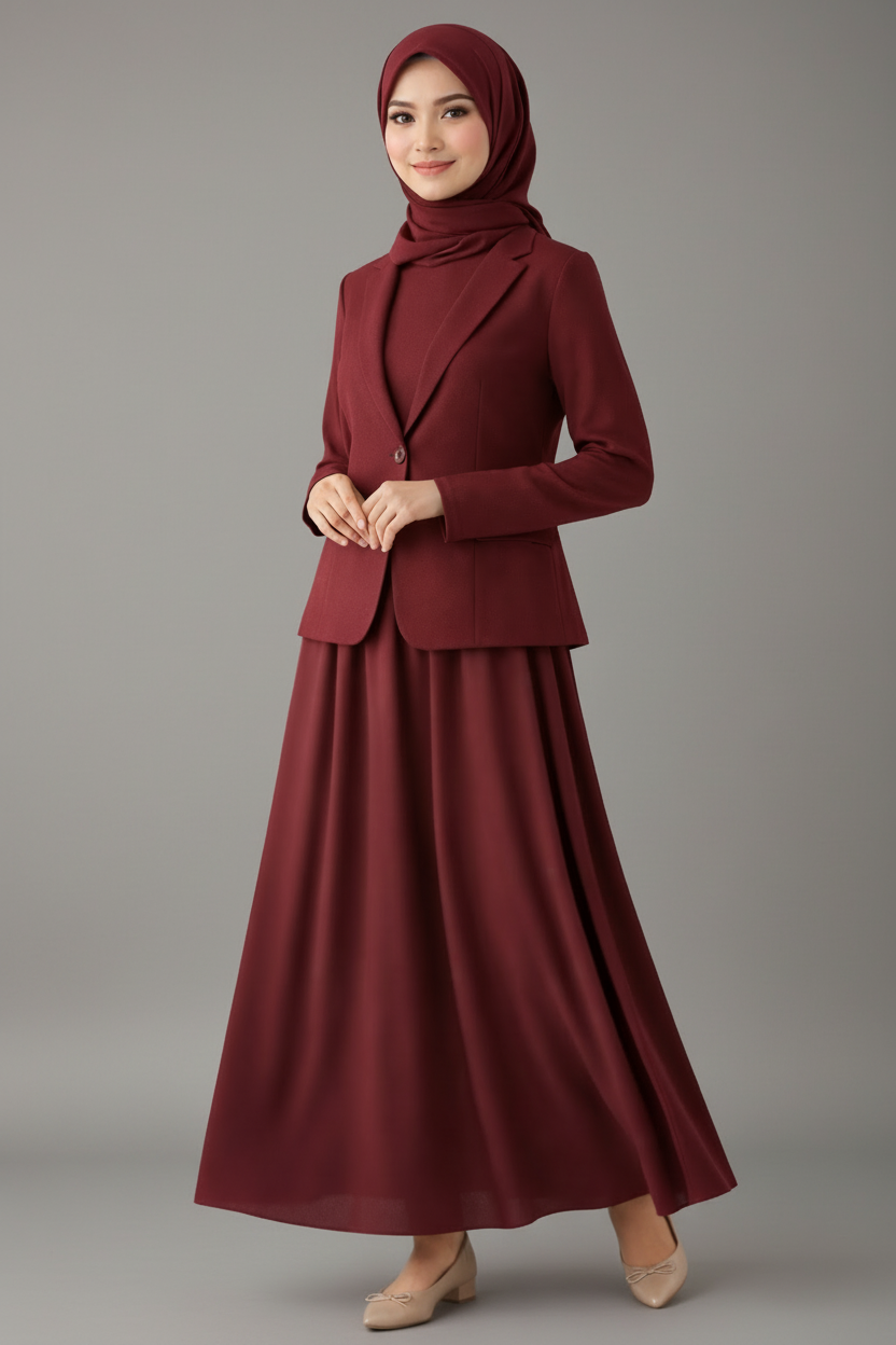 Raffida Zara Satin Flare Skirt In Maroon