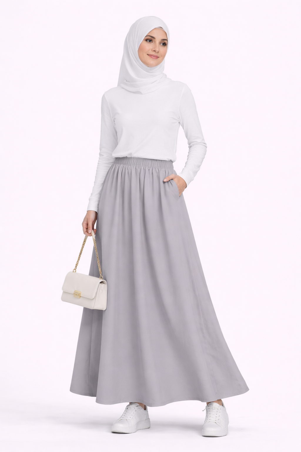 Raffida Serena BriskWalk Skirt In Fossil Grey
