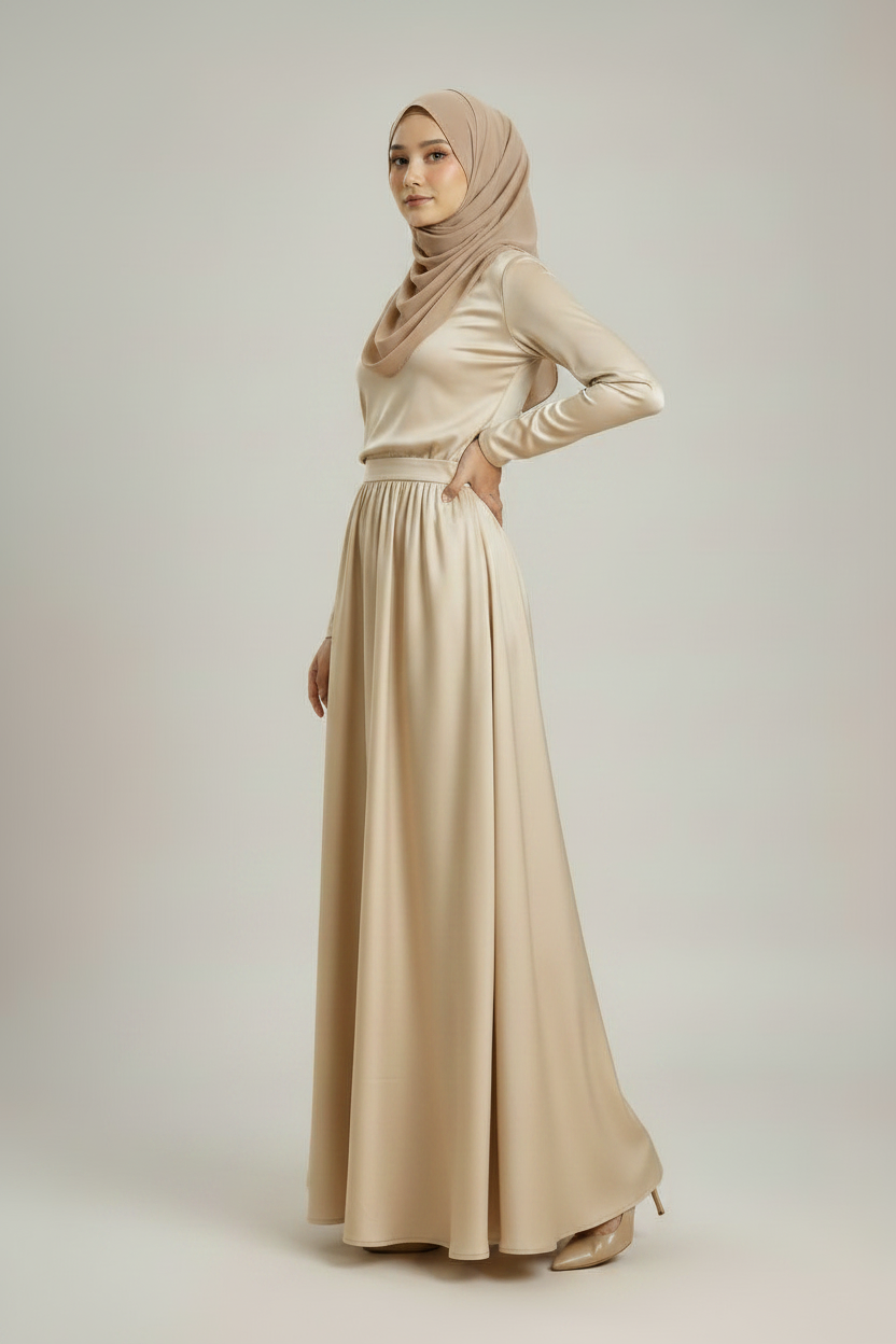 Raffida Zara Satin Flare Skirt Gold