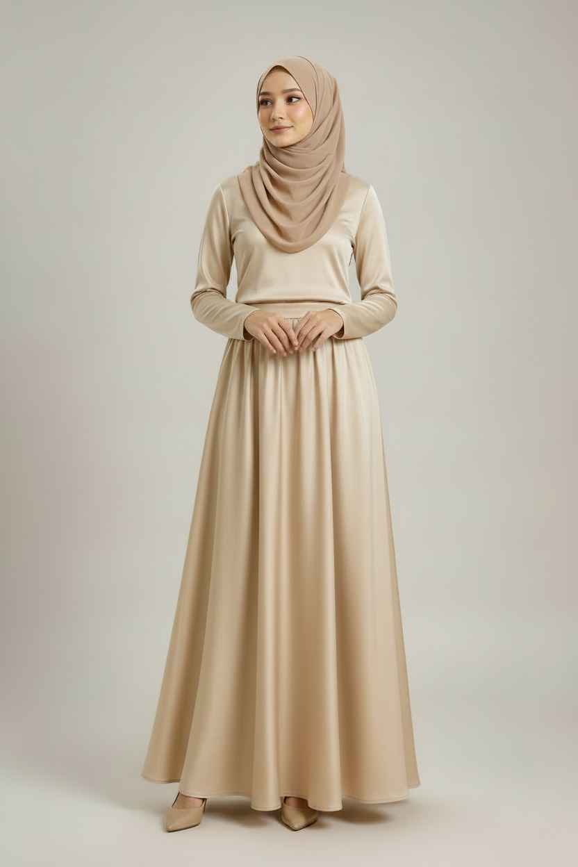 Raffida Zara Satin Flare Skirt Gold