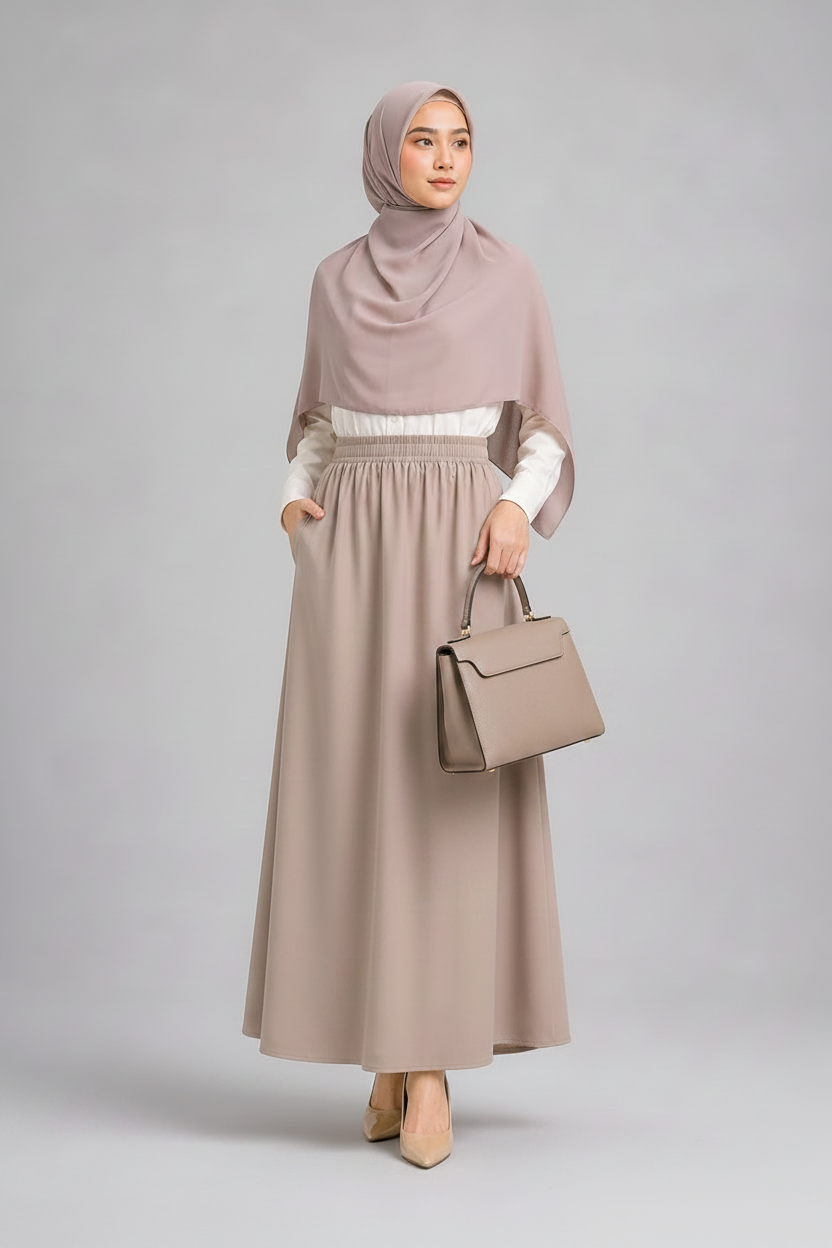 Raffida Victoria Corporate Comfort Skirt In Khaki