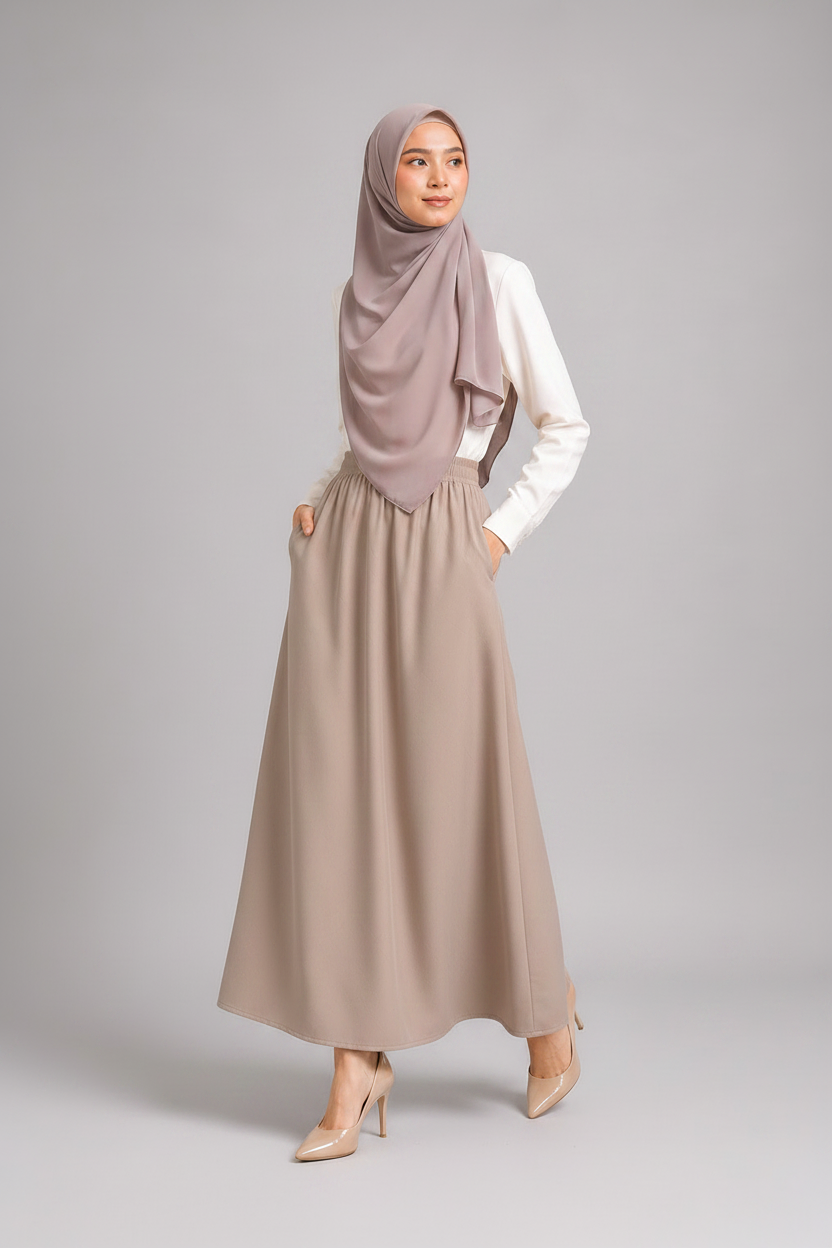 Raffida Victoria Corporate Comfort Skirt In Khaki