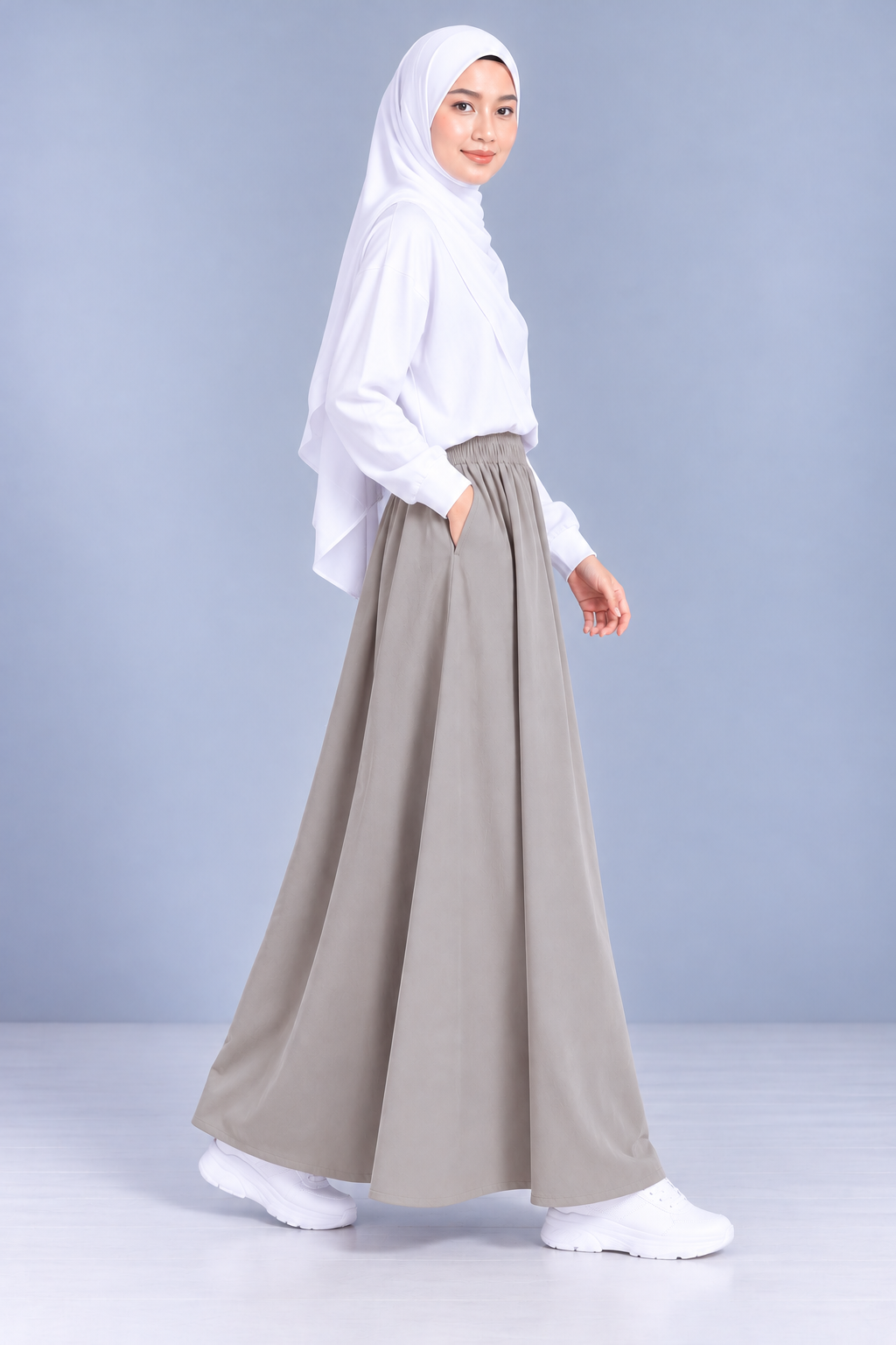 Raffida Serena BriskWalk Skirt In Fossil Grey