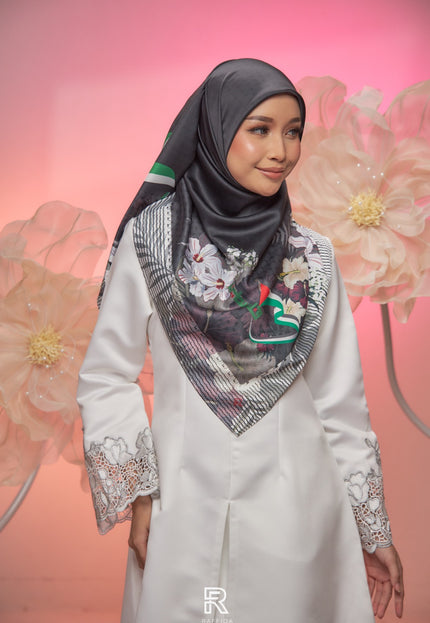 Raffida Amina In Black Floral Flag Motif