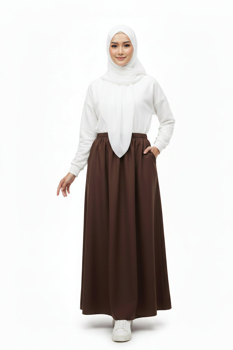 (Pre-Order) Raffida Serena BriskWalk Skirt In Coffee Brown