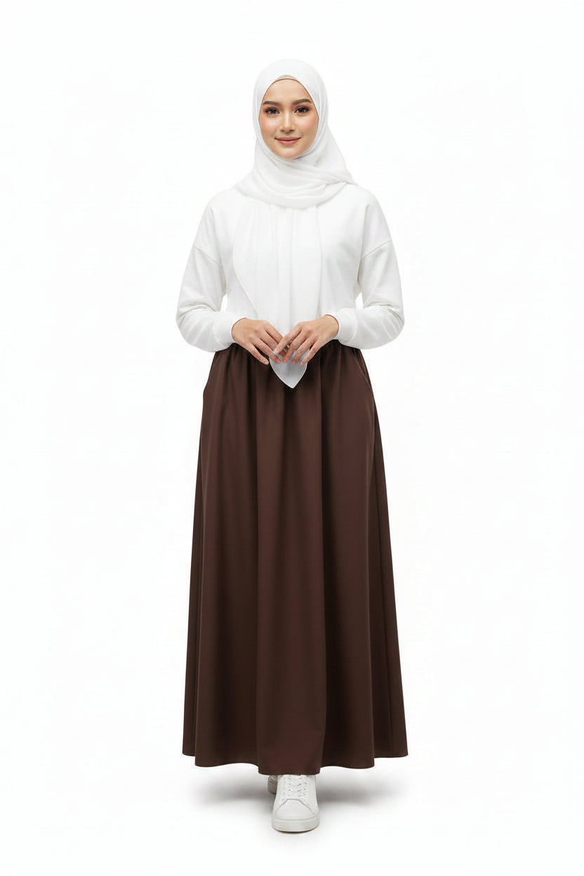 (Pre-Order) Raffida Serena BriskWalk Skirt In Coffee Brown