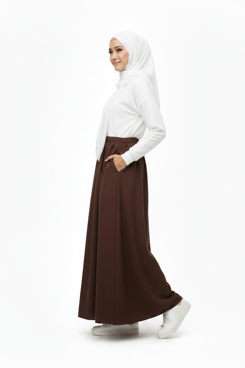 (Pre-Order) Raffida Serena BriskWalk Skirt In Coffee Brown