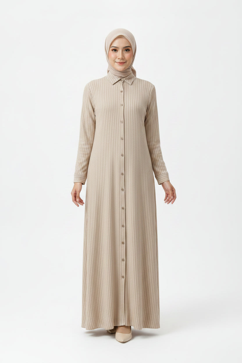 Raffida Mega Linen Dress In Beige