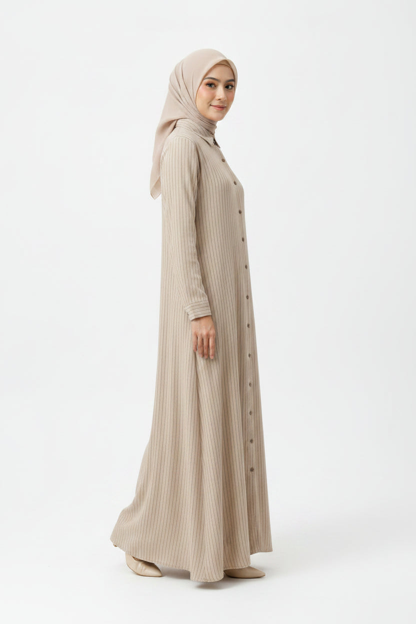 Raffida Mega Linen Dress In Beige