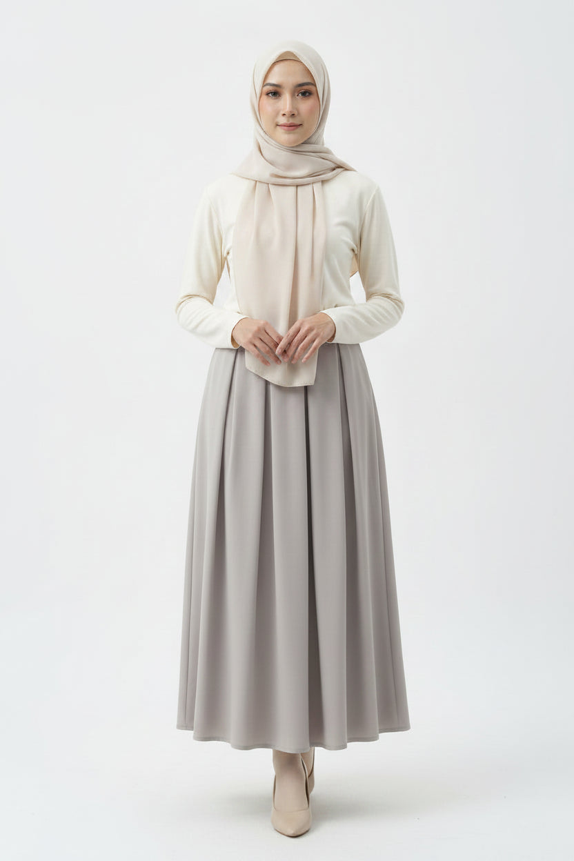 Raffida Michelle Pleated Skirt In Lt Grey