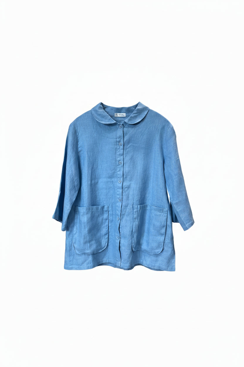 Raffida Misty Linen In Denim Blue