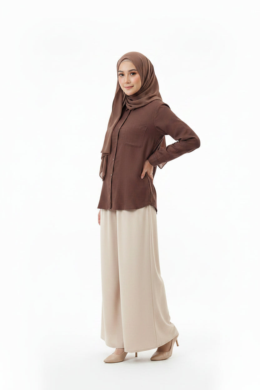 Raffida Jasmine Linen In Coffee Brown