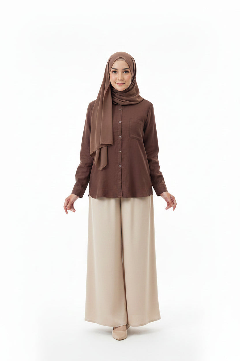 Raffida Jasmine Linen In Coffee Brown