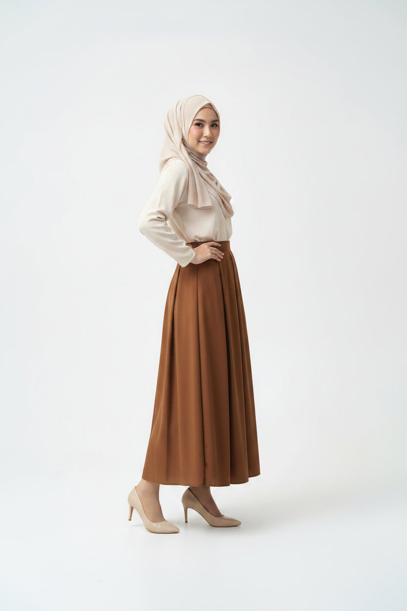 Raffida Michelle Pleated Skirt In Dark Brown