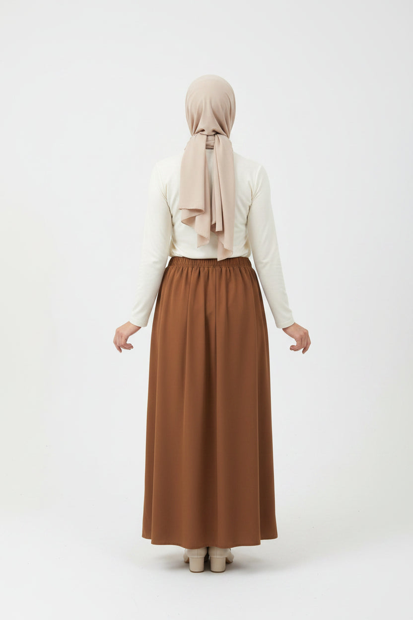Raffida Michelle Pleated Skirt In Dark Brown