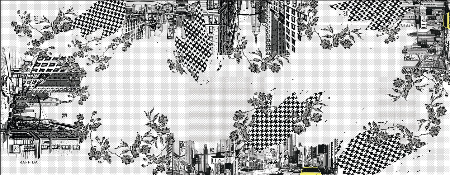 Raffida Times Square Shawl In Black White